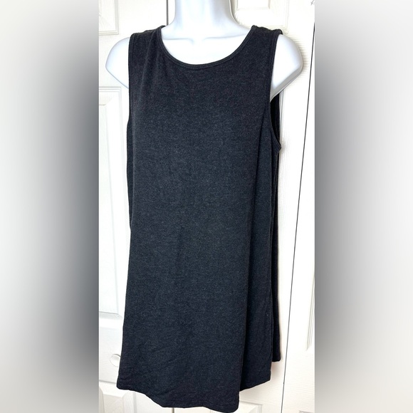 CAbi #3240 Recess Jersey Knit Tunic Top Blouse Shirt Charcoal Gray Scoop Neck - Picture 2 of 10